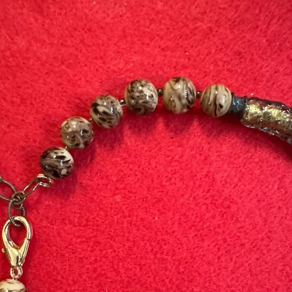 Paola Murano Unique Beaded Glass Necklace with Earthy Tones